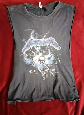 Buy Metallica Sleeveless Ride The Lightning T Shirt Meduim Faded Women Divided H & M • 17.49£