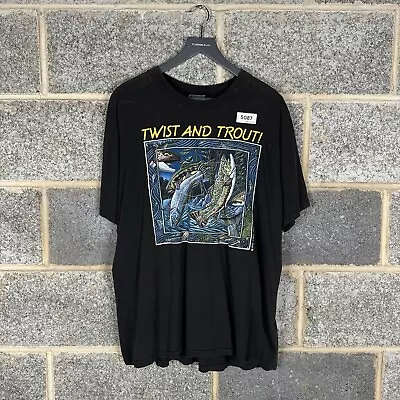 Buy Vintage Ray Troll Twist And Trout Tshirt Mens XL Black Graphic Tee Single Stitch • 49.99£