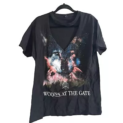 Buy WOLVES AT THE GATE Christian Rock Metalcore Band Tee Cut-Out Galactic Wolf - L • 23.34£