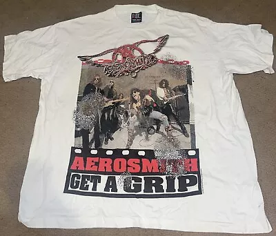 Buy Aerosmith Get A Grip Giant Tag Vintage 1993 Double Sided Tour Tee XXL 2XL • 15.55£