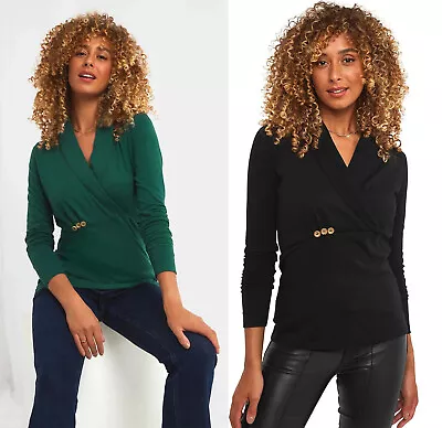 Buy Joe Browns Women V Neck  Blouse Top Organic Cotton Long  Sleeves T Shirt 10-18 • 11.39£