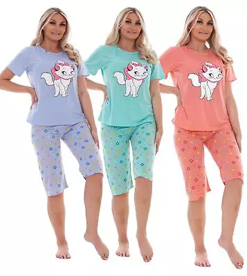 Buy Ladies Capri Pyjama Set Short Summer Floral Soft Motif Cat Cropped PJs M To XXL • 12.95£