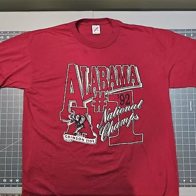 Buy Vintage Alabama Tshirt Mens XL 92 National Champs Single Stitch Football Tide • 27.07£