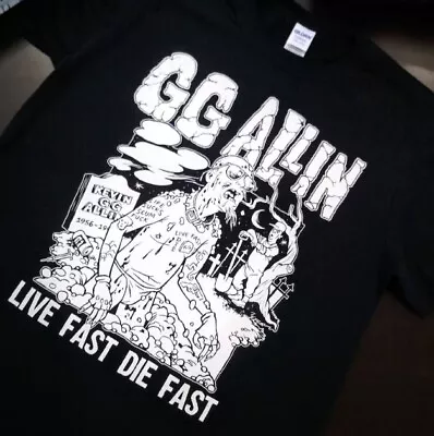 Buy GG ALLIN - Live Fast Die Fast, Punk Rock Band Shirt TE4999 • 15.86£