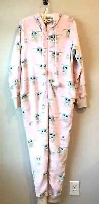Buy Munki Munki Women’s Medium One-Piece Hooded Pajamas Star Wars Baby Yoda Grogu • 18.66£