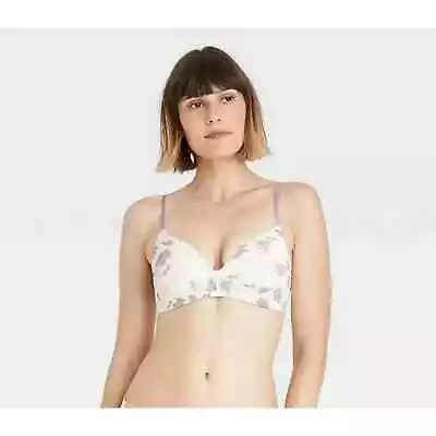 Buy Auden Women's Bliss Lightly Lined Wirefree Bra - Auden Orchid Leaves Size 36C • 12.70£