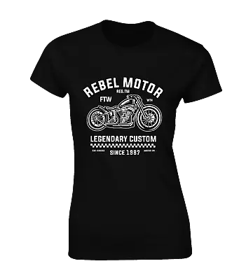 Buy Rebel Motorbike Ladies T Shirt Motorcycle Biker Design Gift Present Idea Cars • 8.99£