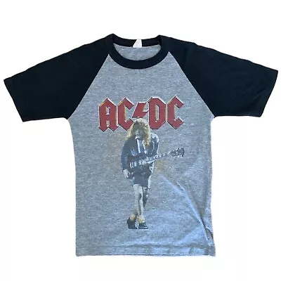 Buy VINTAGE ORIGINAL Angus Young AC/DC 1986 Fly On The Wall Jersey T Shirt SMALL • 200£