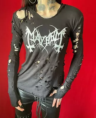 Buy Mayhem Destroyed Hoodie Womens Top Heavy Metal Shirt Black Darkthrone Emperor • 7.77£