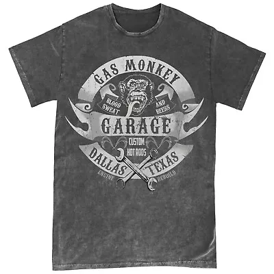 Buy Official Gas Monkey Garage Wrenches & Banners Black Overdye T-Shirt • 9.95£