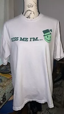 Buy Vintage 90’s Joe Boxer Kiss Me I’m Irish Funny Smiley White XL Shirt • 17.73£