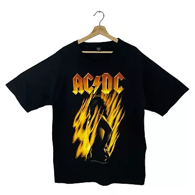 Buy Vintage 2001 AC/DC Bonfire Tour Rock Band Flames Double Sided T-Shirt RARE Sz XL • 74.68£