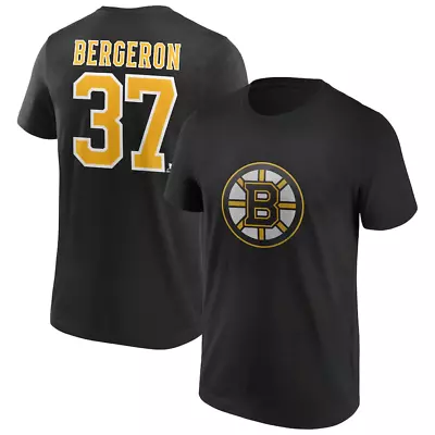 Buy Boston Bruins Men's T-Shirt NHL N&N Bergeron 37 Black Top - New • 14.99£