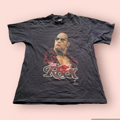 Buy Vintage 2001 WWE WWF The Rock Graphic Tshirt Size L • 60£