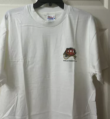 Buy Vtg Wells Fargo T-Shirt Sz L Single Stitch Promo Covered Wagon Graphic Hanes USA • 12.11£