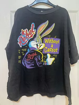 Buy Vintage 1992 Bugs Bunny Rebel Without A Carrot T-Shirt Black XL • 60£