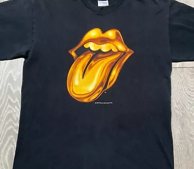 Buy Vintage Rolling Stone Gold Tongue 1999 Tour Shirt Men’s Large Great Condition • 79£