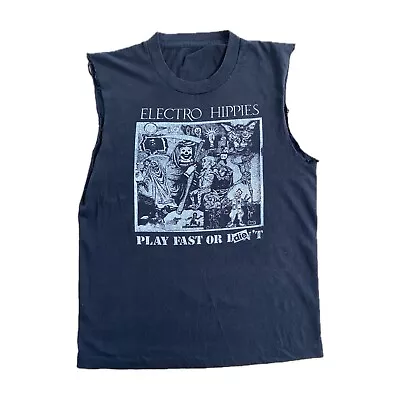 Buy 80’s Electro Hippies Play Fast Or Die Vintage Sleeveless T-Shirt Size M. Carcass • 49.99£