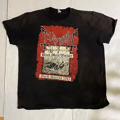 Buy Mayhem Black Metal Warfare Tour T-shirt 2XL 2015 Black Short Sleeve • 22.12£