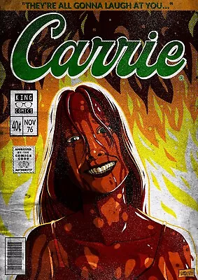 Buy Carrie Comic  Art Unofficial  Made  To Order White Gildan T Shirt S To 3 Xl DTG • 16£