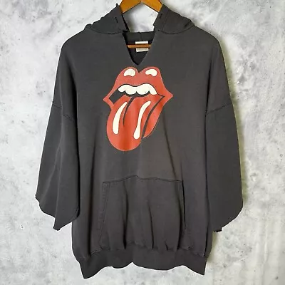 Buy Vintage Y2K Rolling Stones Thrashed Hoodie Adult XL Black Rock N Roll Sweatshirt • 28.01£