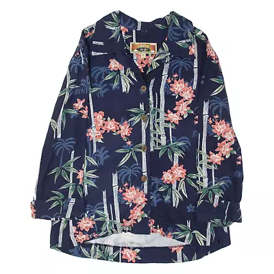 Buy Vintage CARIBBEAN JOE Womens Hawaiian Shirt Blue 90s Floral 3/4 Sleeve M • 9.99£