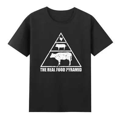 Buy The Real Food Pyramid Carnivore Meat Eater Funny Saying Gift Retro Men's T-Shirt • 12.98£