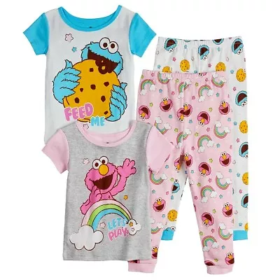 Buy Toddler Girl Sesame Street Elmo Cookie Monster Pajamas Set Shirt Boy 2T 3T 4T 5T • 20.01£