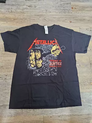 Buy Metallica Mens Large Hammer Of Justice Crushes You Metal Band T Shirt Black • 9.99£