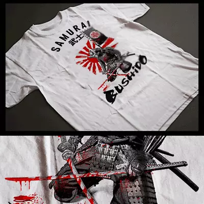 Buy Samurai Warrior Lone Wolf With Bloody Katanas And Battle Flag T-Shirt Japanese • 18.66£