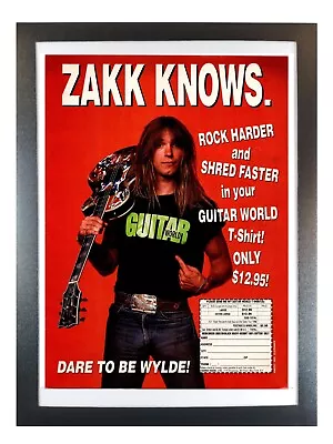 Buy Zakk Wylde Guitar World T-Shirt Ad Ozzy Osbourne Framed Original Magazine 1991 • 11.16£