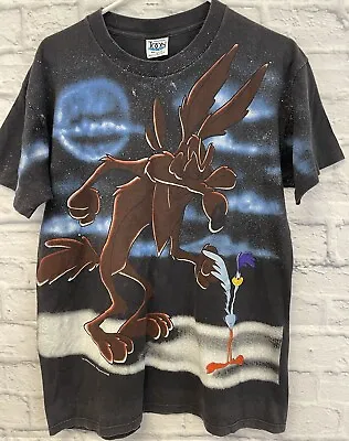 Buy VTG 1994 Wile E Coyote Looney Tunes Tee Shirt Large All Over Print Road Runner • 109.22£
