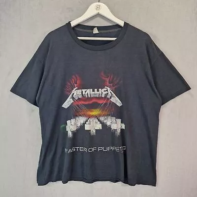 Buy Vintage 1987 Metallica T Shirt Adults XL Black Cropped Master Of Puppets Band • 99.99£