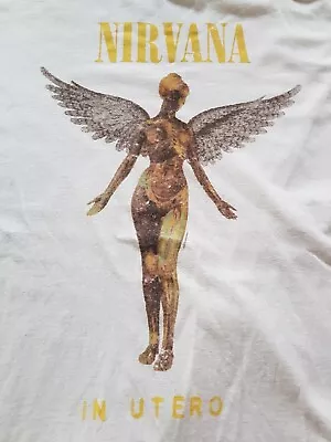 Buy Nirvana T-shirt In Utero 2xl White Kurt Cobain Foo Fighters Hole Melvins Grunge • 11.99£