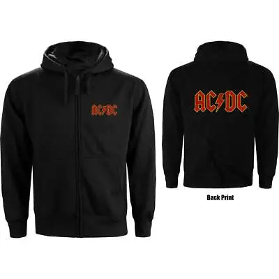 Buy Ac/Dc Unisex Zipped Hoodie Logo (Back Print) Black • 34.11£