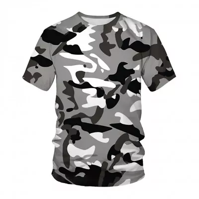Buy Mens Camouflage T Shirts Crew Neck Short Sleeve Army Military Casual T-Shirt Tee • 8.09£