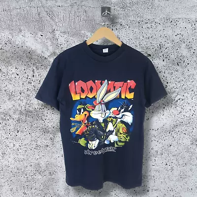 Buy VINTAGE Looney Tunes T-Shirt Medium M Mens Black 1992 Single Stitch Loonatic • 31.95£