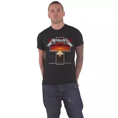 Buy Metallica T Shirt Master Of Puppets Cross Band Logo New Official Mens Black • 17.95£