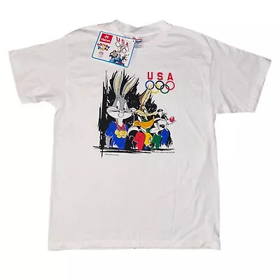 Buy Vintage Looney Tunes 1995 Olympic T Shirt Single Stitch Bugs Bunny Warner M • 39.99£