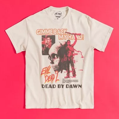 Buy Official Evil Dead 2 Dead By Dawn Vintage Wash Natural T-Shirt • 24.99£