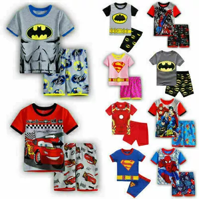 Buy Kid Boy Spiderman Batman Short Sleeve Pyjamas Set Printed T-Shirt Shorts Outfit- • 6.55£
