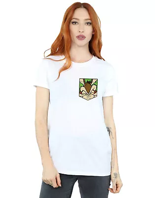 Buy Looney Tunes Women's Wile E Coyote Face Faux Pocket Boyfriend Fit T-Shirt • 13.99£