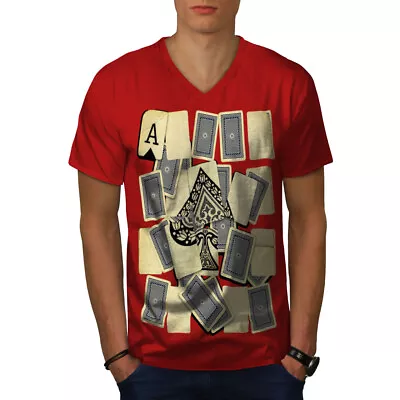 Buy Wellcoda Ace Of Spades Card Gamble Mens V-Neck T-shirt • 17.99£