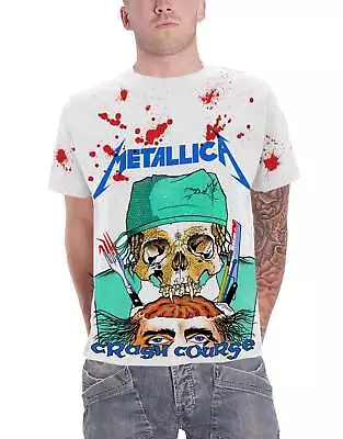 Buy Metallica T Shirt Crash Course In Brain Surgery New Official Mens White All Over • 26.95£