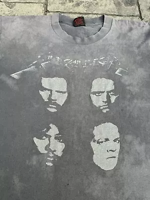Buy Vintage 1991 Metallica Black Album Faces Tour T-Shirt Large FADED WORN • 198.38£