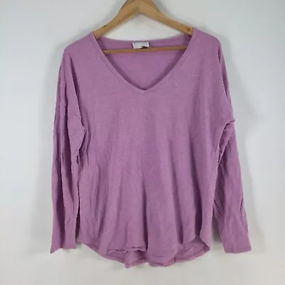 Buy Witchery Womens T Shirt Size M Purple Long Sleeve Vneck Cotton Blend 084748 • 14.04£