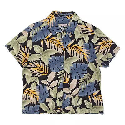 Buy Vintage CARIBBEAN JOE Womens Hawaiian Shirt Black 90s Floral M • 9.99£