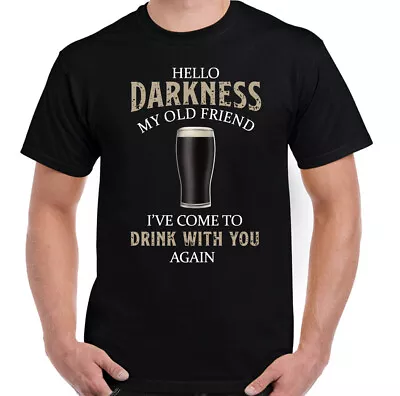Buy Hello Darkness My Old Friend Funny Guiness Mens T-Shirt 100% Cotton • 6.99£