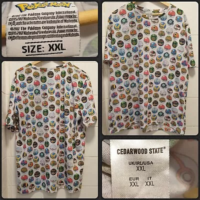 Buy Pokemon Pokeball T-shirt All Over Print XXL Officialy Licenced 2XL UK • 16.99£