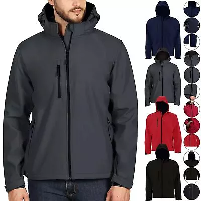 Buy Mens Hooded Soft Shell Fleece Lined Waterproof Windproof Outdoor Workwear Jacket • 15.29£